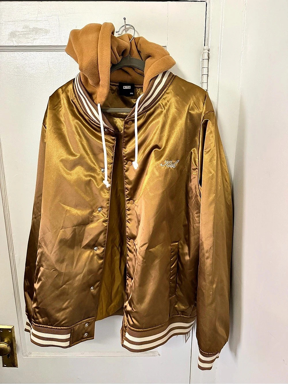 Kith Men's Gold & Brown Bomber Jacket Size XXL